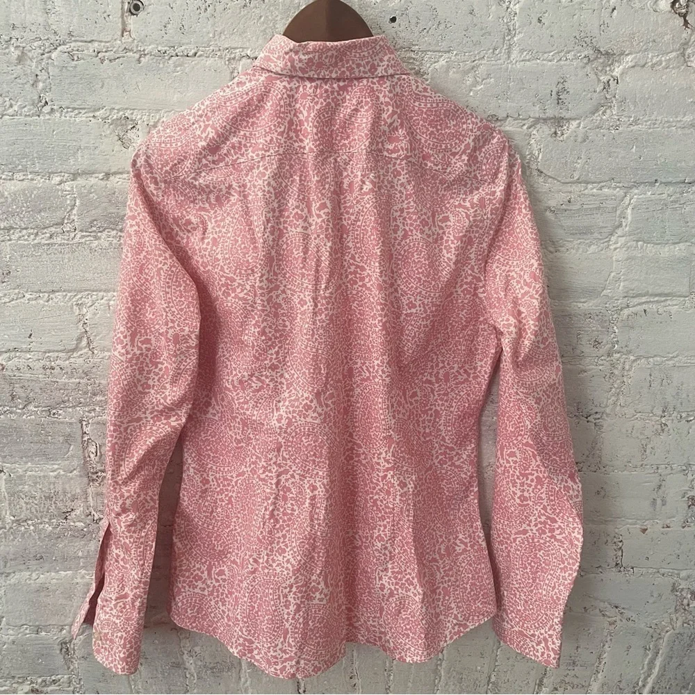 Lands End Pink Print Button Up Shirt Sz 6 - Picture 5 of 5